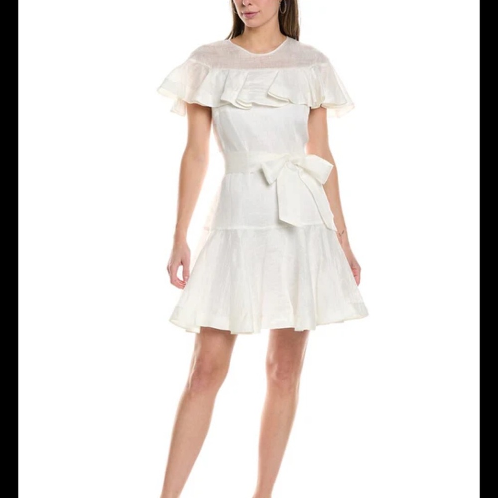 Sandro NWT Elegant White Ruffle Dress